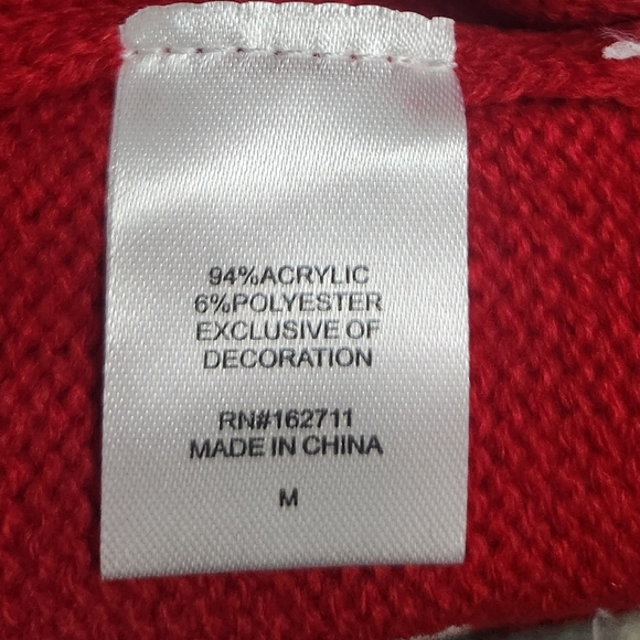 NWT Women's Major Label Group Red and White Santa Sweater with Gold Accents Sz M - Picture 2 of 5